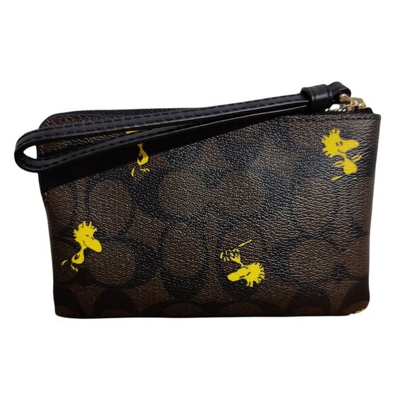 Limited Ed. Coach X Peanuts Wristlet In Signature Canvas With Woodstock Print - Picture 5 of 6